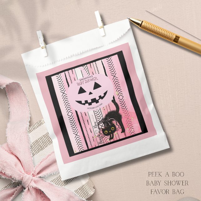 Spooky-Cute Baby Shower Favour Bag with Black Cat (Spooky-Cute Baby Shower Favor Bag with Black Cat)