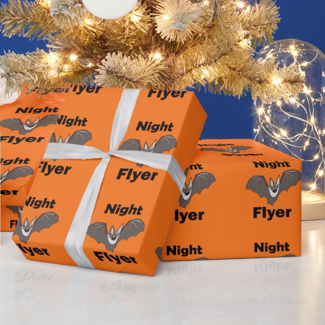 Spooky Cute Bat Night Flyer Wrapping Paper (Holidays)