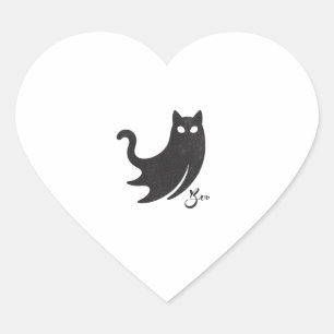 Spooky Cute Black Cat Lovers Boo Halloween Ghoulis Heart Sticker