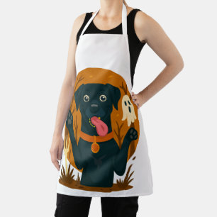 Spooky Cute Black Dog with Ghost  Apron