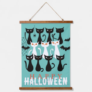Spooky cute cat silhouette Happy Halloween   Hanging Tapestry