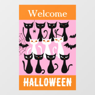 Spooky cute cats welcome Halloween pink orange