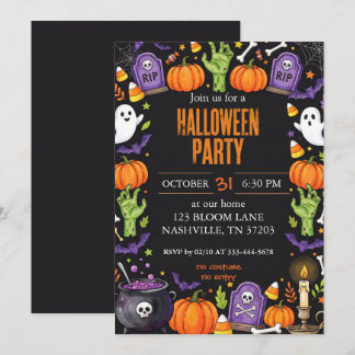 Spooky Cute Chalkboard Halloween Party Invitation