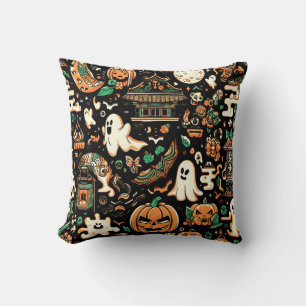 Spooky Cute Creepy Kawaii Ghost Pumpkin Halloween Cushion