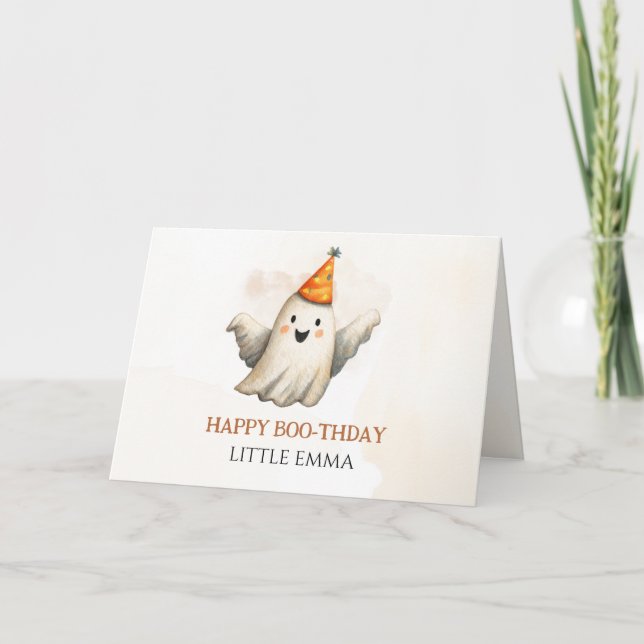 Spooky Cute Ghost Birthday Folded Greeting Card (Front)