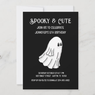 Spooky & Cute Ghost Birthday Invitation