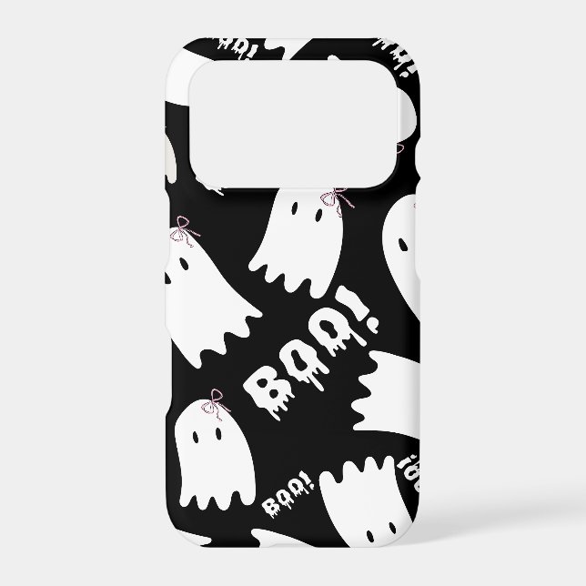 Spooky Cute Ghost Bows Pattern iPhone 17 Pro Case (Back)