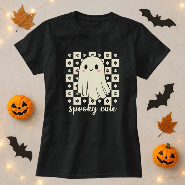 Spooky Cute Ghost Chequerboard T-Shirt (Creator Uploaded)
