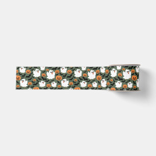 Spooky Cute Ghost Chickens with Pumpkins and Bats Grosgrain Ribbon
