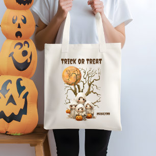 Spooky Cute Ghost Family Trick or Treat Tote Bag