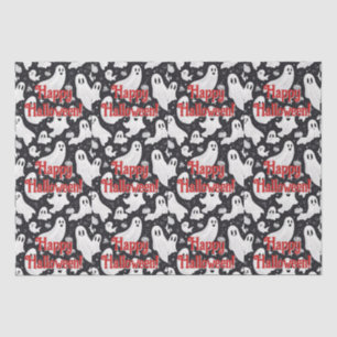 Spooky Cute Ghost Halloween Black White Tissue Paper