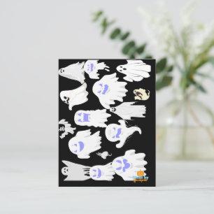 Spooky Cute Ghost Illustration Pattern – Halloween Postcard