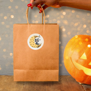 Spooky Cute Ghost  Kitten Trick or Treat  Classic Round Sticker