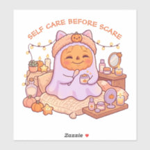 Spooky Cute Ghost Pumpkin Funny Self Care
