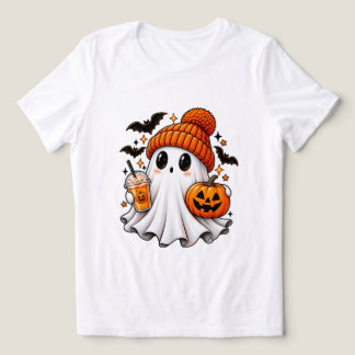 Spooky Cute Ghost Pumpkin Spice Latte Halloween  Tri-Blend Shirt