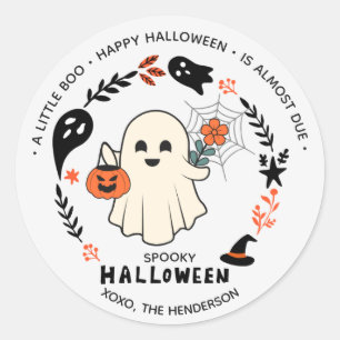Spooky Cute Ghost Round Sticker – Halloween
