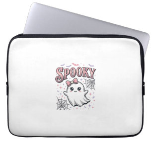 Spooky Cute Ghost Vintage Halloween Shirt Design_1 Laptop Sleeve