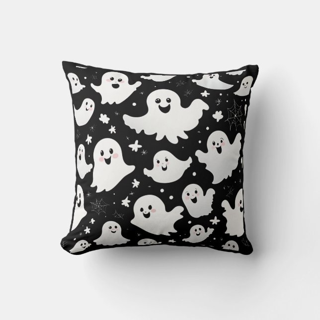 Spooky Cute Ghosts: A Playful Halloween Pattern Cushion (Front)