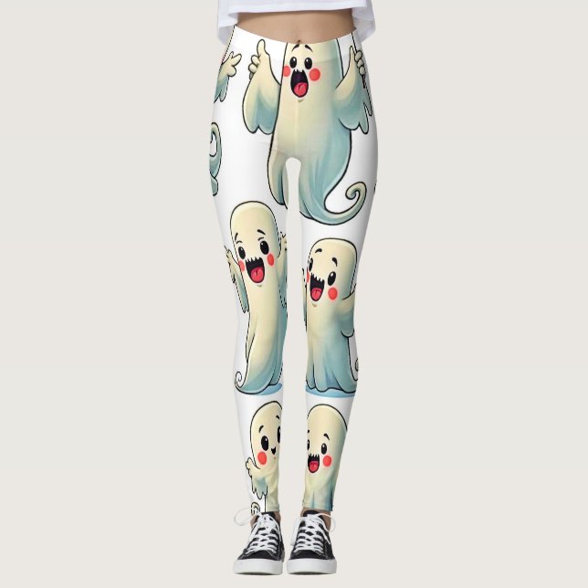 Spooky Cute Ghosts: Hauntingly Fun! Leggings (Front)