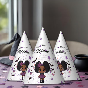 Spooky Cute girl afro-puff Birthday Hat