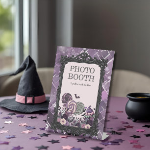 Spooky Cute Gothic purple PHOTO BOOTH Pedestal Sign