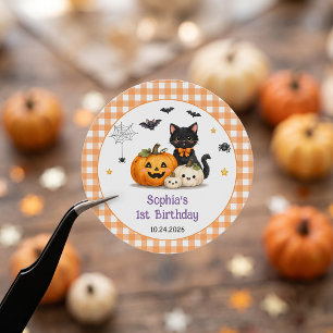 Spooky Cute Halloween Birthday Party Classic Round Sticker