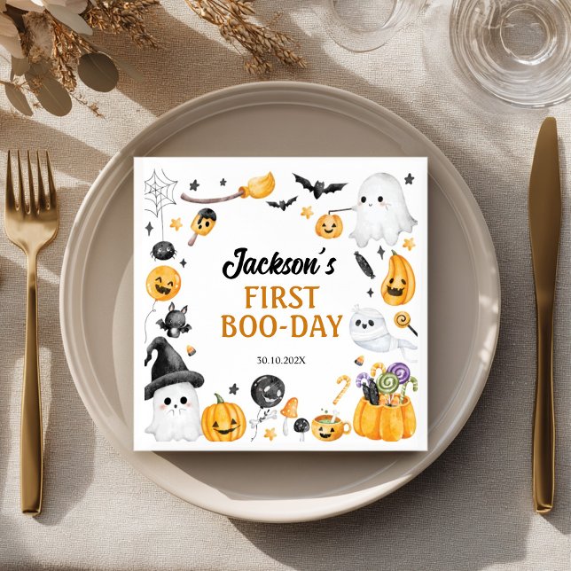 Spooky Cute Halloween Ghost Birthday Party Napkins (Creator Uploaded)