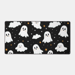 Spooky Cute Halloween Ghost Cloudy Star Sky Desk Mat