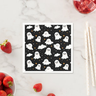 Spooky Cute Halloween Ghost Cloudy Star Sky Napkin