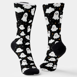 Spooky Cute Halloween Ghost Cloudy Star Sky Socks