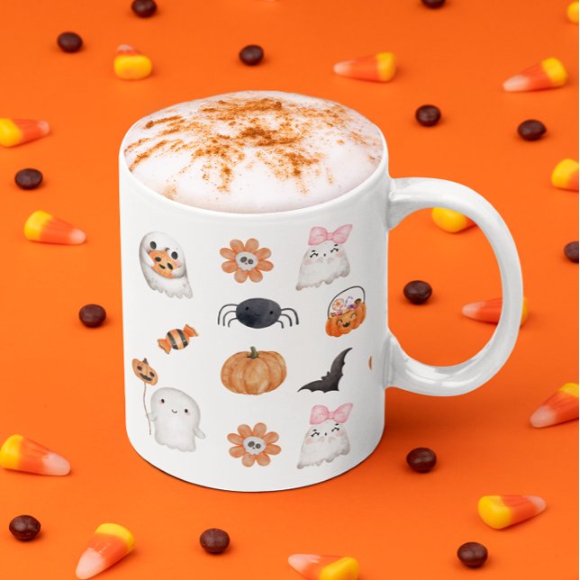 Spooky cute halloween ghosts watercolor style coffee mug (Creator Uploaded)