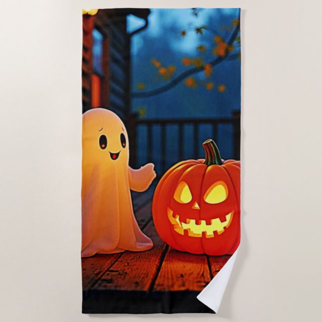 Spooky Cute Halloween Glow Design Beach Towel (Front)