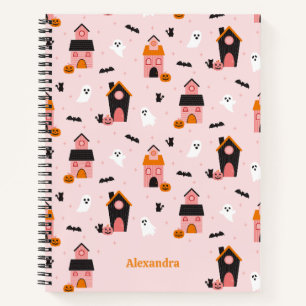 Spooky Cute Halloween Haunted Houses Personalised Notebook
