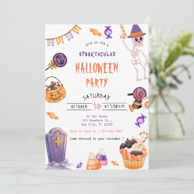 Spooky Cute Halloween Party Invitation (Standing Front)
