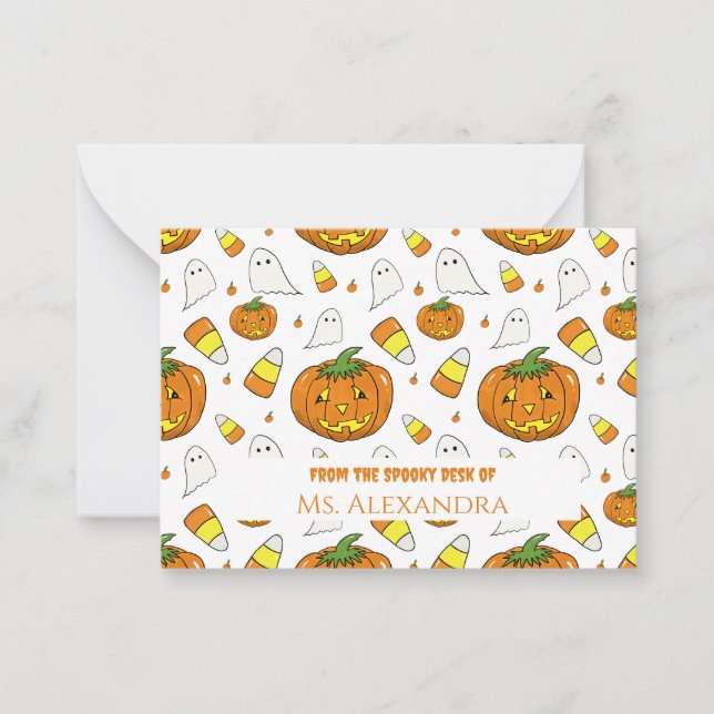 Spooky Cute Halloween Pattern Note Card (Front)