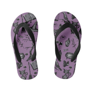 Spooky Cute Halloween Purple Kid's Thongs