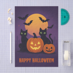 Spooky Cute Halloween Tissue Paper – Black Cats 