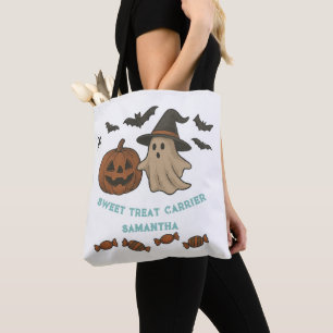 Spooky Cute Halloween Tote – Ghosts, Bats & Candy