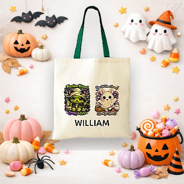 Spooky Cute Halloween Trick or Treat Pattern Tote Bag (Creator Uploaded)