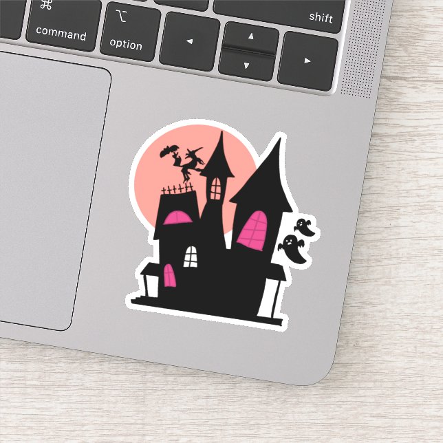 Spooky Cute House Sticker – Soft Ghost Vibes (Detail)