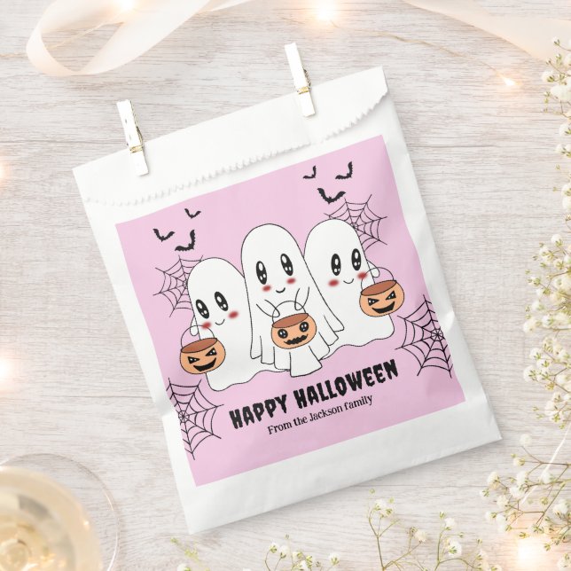 Spooky Cute Kawaii Cartoon Ghost Halloween Party Favour Bag (Clipped)