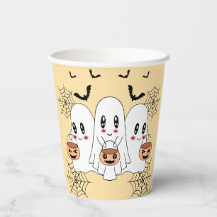 Spooky Cute Kawaii Cartoon Ghost Halloween Party Paper Cups