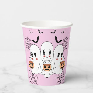 Spooky Cute Kawaii Cartoon Ghost Halloween Party Paper Cups