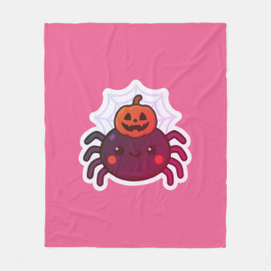 Spooky Cute Kawaii Halloween Spider Fleece Blanket