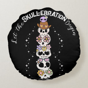 Spooky Cute Kawaii inspired Skull Halloween Pillow