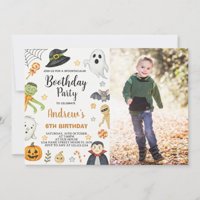 Spooky Cute Kids Halloween Birthday Party Invite (Front)