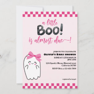 Spooky cute little boo pink baby shower invitation