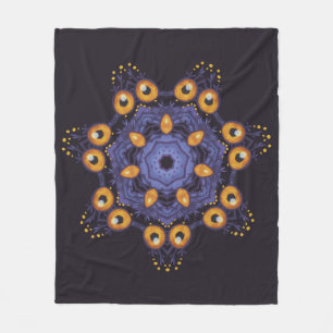 Spooky Cute Mandala Monster Art Halloween Creature Fleece Blanket