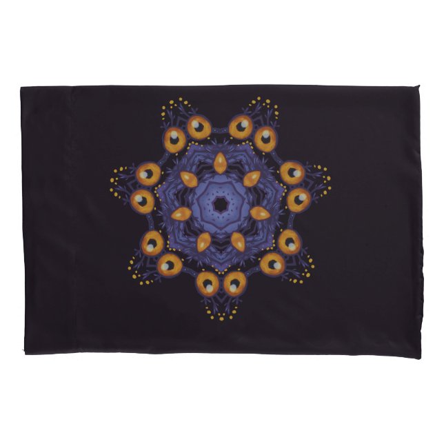 Spooky Cute Mandala Monster Art Halloween Creature Pillowcase (Front)