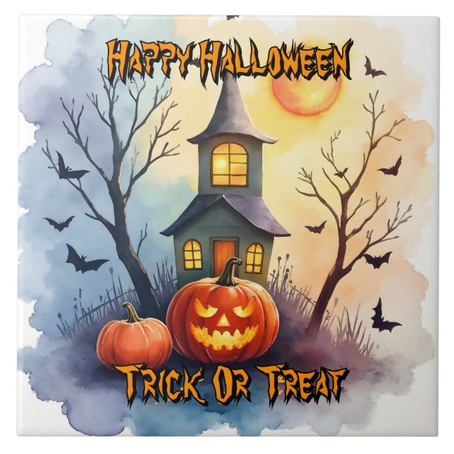 Spooky Cute Modern Halloween Collection Ceramic Tile (Front)